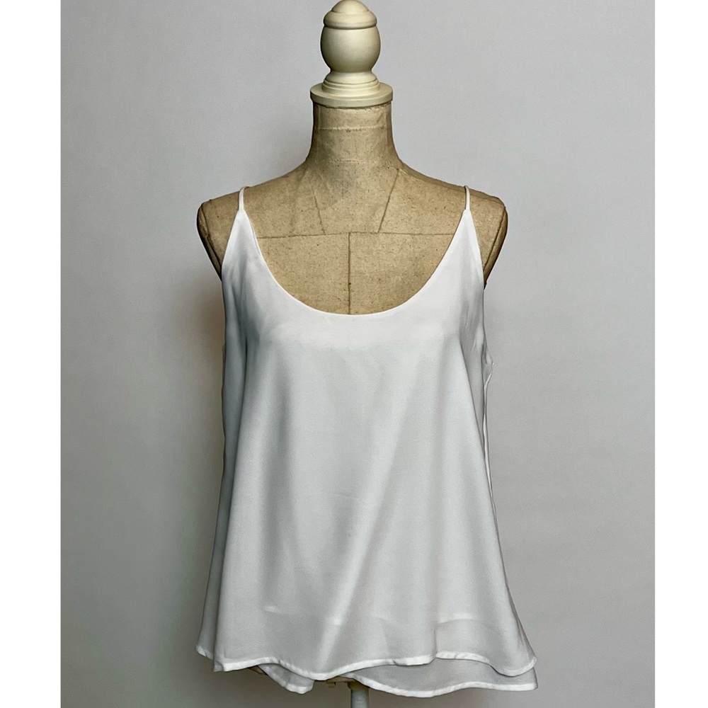 Cream Flowy Chiffon Layered Tank by Dohia Sz M
